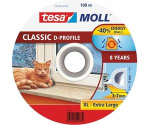 Joint tesamoll® profil D, 9 mm, blanc, L-100 m, pour fenetres et portes