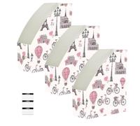 Joisal Organiseur de bureau décoratif Paris Tour Eiffel | Lot de 3 porte-revues pliables pour salle d'artisanat, surface facile à nettoyer, étiquettes inscriptibles