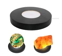 JOJOCY Socle lumineux LED en bois, présentoir rond en bois couleur chaude, 3 modes d'éclairage avec gradation à 3 niveaux pour œuvre d'art en résine acrylique et verre cristal 3D (15cm Black)