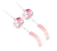 jojofuny 2 pièces Mobilier Éolien Japonais Verre avec Motif Fleurs de Cerisier Pendants Suspendus pour Décoration Jardin Extérieur Zen Élégant et Léger Cadeau Souhaits