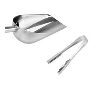 jojofuny 2 Pièces Pelle à Glace en Acier Inoxydable Argenté, Pinces à Glaçons sans Bavure Bord Épais Lisse, Ustensile pour Buffet, Bar Cuisine Professionnelle