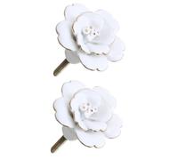 jojofuny 2 Pièces poignée en céramique poignées de tiroir de commode boutons de tiroir à fleurs poignée de porte bouton de porte poignées d'armoires de cuisine poignée simple des roses
