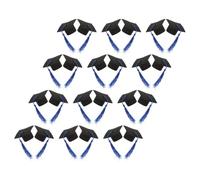 jojofuny 24 Pièces Mini Chapeaux de Doctorat en Feutre Bleu avec Pompon pour Décoration de Gâteau de Remise de Diplôme, Ambiance Festive pour Diverses Occasions Entre Amis