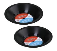 jojofuny 2pcs Vintage Candy Dish Bowl, Decorative Vinyl Record Serving Tray, Snack Organizer and Fruit Bowl, 2 Pack Black ABS for Home Decor and Candies