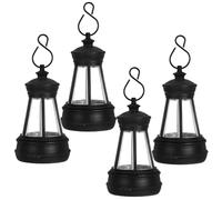 jojofuny 4 Pièces Mini Lanterne Solaire Suspendue Noire en Plastique Portable pour Jardin et Terrasse Entretien Simple, Lampe Solaire Décorative pour Ambiance Extérieure