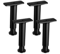 jojofuny 4 Pièces Pied Central de Lit Réglable en Plastique Acier, Support | Installation Facile, Forte Capacité de Charge, Remplacement pour Cadre de Lit, Noir, Usage Mobilier