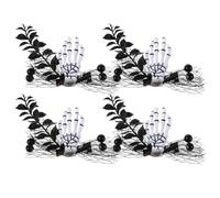 jojofuny 4pièces Lot de Barrettes Tête de Mort pour Halloween Style Squelette Horrifique Pinces à Cheveux Zombie Punk Accessoires Cheveux Femmes Filles Décorations Fête Halloween
