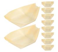 jojofuny 50 Pièces Bol à Collation en Bois Forme Bateau Beige, Contenant Alimentaire Sûr et Peu Encombrant pour Préparation et Conservation des Repas