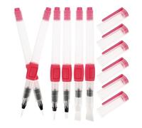 jojofuny 6 Pièces Feutres Pinceaux Aquarelle Pinceau à Eau Portable en Plastique Rose, Pointe Souple, Facile à Nettoyer, pour Peinture et Voyage