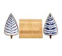 jojofuny Assiette à Goûter en Céramique et Bois de Feuille, Plateau de Service Créatif pour Apéritifs, pour Mariages, Set 1 Pièce Réutilisable