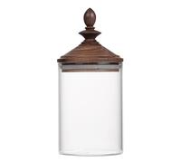 jojofuny Bocal avec Couvercle en Bois de Noyer en Verre 550ml Vintage Hermétique et Décoratif Cuisine et Rangement de Snacks et Fruits Secs