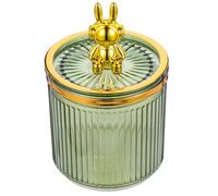 jojofuny Bocal de Rangement Ménager Décoration de Bureau pour Salons et en Acrylique Vert Transparent Couvercle Lapin Astronaute Plusieurs Styles pour Coton Rond et Plusieurs Styles