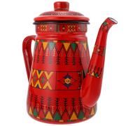 jojofuny Bouilloire en Émail Rouge Cuisine, Adaptée aux Plaques à Gaz et Induction, Pot à Lait Élégant et Moderne pour Préparation de Thé et Café