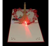 jojofuny Carte Anniversaire Lumineuse 3d Tour Eiffel Musique, Carte Pop-up Originale en Papier, pour Fêtes et Occasions Spéciales