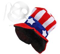 jojofuny Chapeau Décoratif Drapeau Américain Léger Masque Crâne en Plastique et Tissu pour Fête Nationale et Cosplay 4 Juillet