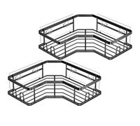 jojofuny Étagère de Salle de Bain pour Salle de Bain Triangulaire 2 Pièces Étagère Suspendue en Acier Inoxydable Noir sans Perçage Antirouille Gain de Place Cuisine Rangement d'angle