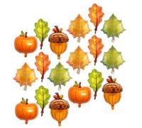 jojofuny Lot de 18 Ballons en Aluminium pour Décoration Automnale de Thanksgiving Feuilles D'érable et Citrouilles pour Fête la Maison
