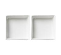jojofuny Lot de 2 Petits Plats D'assaisonnement Carrés en Céramique Blanche, Design Antidérapant et Gain de Place, pour Sauce, Huile, Sel ou Vinaigre