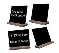 jojofuny Mini-tableau Noir De Table Double Face Avec Socle En Matériau Naturel Noir Panneau Portable Effaçable Pour Événements Et Restaurants