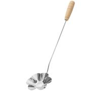 jojofuny Moule à Buñuelos Cuillère Antiadhésive en Acier Inoxydable avec Manche en Bois pour Friture Sûre Poignée Longue Confortable Cuisine Familiale