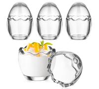 jojofuny Moules à Pâtisserie Capacité 60ml, Forme Coquille D'œuf 4pcs en Verre Résistants à Haute Température Design Simple et Facile à Nettoyer pour Desserts et Yaourts