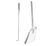 jojofuny Outils de feu en acier 45 résistant, pelle et poker argentés, set 2 pièces pour foyers extérieurs et activités camping