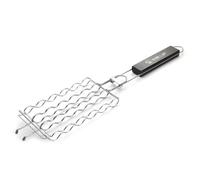 jojofuny Pince Grille Barbecue en Acier Inoxydable Résistante aux Rayures, Facile à Nettoyer, pour Barbecue en Plein Air et Camping, Manche en Bois Ondulé