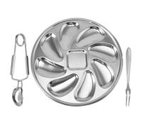 jojofuny Plateau de Service Fourchette et Pince Argenté en Acier Inoxydable Résistant Corrosion, Espace Généreux pour Huîtres et Moules pour Fruits de Mer, Usage Domestique et Occasions