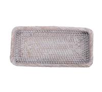 jojofuny Plateau Rectangulaire en Rotin Tissé Main Blanc, Décoratif Rangement, Le Comptoir de Bain