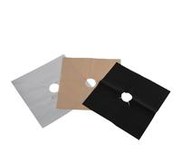 jojofuny Protège Plaque Gaz Réutilisable 8pcs en Tissu Enduit Argenté pour Cuisinière à Gaz Trou Central Précoupé, Nettoyage du Plan de Cuisson