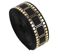jojofuny Ruban de Pellicule Ruban de Film Noir et Doré, Polyester, 10 Yards, 25mm de Large, pour Décoration Murale Cinéma et Dioramas, pour Passionnés de Photographie