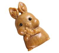 jojofuny Statue Lapin en Bois Figurine de Lapin Mignonne Petit Objet Décoratif Café Pièce à Main Décoration de Bureau Table