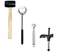 jojofuny Ustensile en Acier Inoxydable pour Ouvrir Noix Tropicale Facile à Utiliser Grattoir et Poinçon pour Maison, Perçage Grand Trou, 1 Set Complet