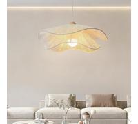 JOJOM Lustre au look bohème Lampe tissée à la main Corde de Chanvre beige blanc suspension luminaire Hauteur Réglable Pour salon cuisine chambre Restaurant Salon de thé(B,60cm)