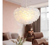 JOJOM Moderne mode plume plafonnier Plume Décoration Pendentif Lumière Chambre Lustre blanc rose gris Réglable en hauteur Adapté à pour salon chambre porche bar restaurant hôtel(A,40cm)