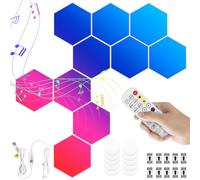 Jokapy 10Pcs Panneau LED Hexagone Murale Lampe, Panneau LED Mural Gaming Sync avec Musique Smart RGB Ambiance Light, Gaming Setup Neon Deco Appliques pour Salon, Chambre et Salles Gaming (10Pcs)