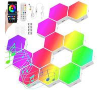 Jokapy 12Pcs Panneau LED Hexagone Murale Lampe, Panneau LED Mural Gaming Sync avec Musique Smart RGB Ambiance Light, Gaming Setup Neon Deco Appliques pour Salon, Chambre et Salles Gaming (12Pcs)