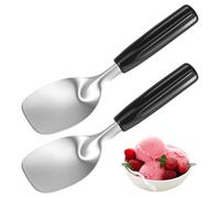 Jokapy Lot de 2 pelles à glace plates en acier inoxydable avec poignée - Lave-vaisselle pour friandises surgelées (A)