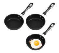 Jokapy Lot de 3 mini poêles à frire antiadhésives avec poignée en fonte de 12 cm - Portable - Facile à utiliser - Pour crêpes, tortillas (noir)