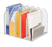 Jokapy Organiseur de bureau en métal avec séparateurs réglables, porte-classeur avec 5 compartiments verticaux, porte-revues, organiseur de livres, classeur debout pour la maison, le bureau, l'école