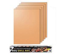 JOKBEN Tapis de Gril en cuivre, Paquet de 5 Tapis de Gril Magiques Robustes, Non Collants, réutilisables et faciles à Nettoyer