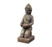 Joli Bouddha assis en pierre massive - Résistant au gel, or, 43 cm