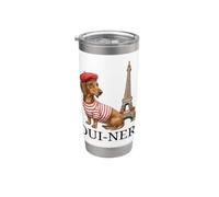 Joli cadeau teckel Paris Oui-Ner Ouiner Wiener Tour Eiffel Gobelet isotherme en acier inoxydable double paroi
