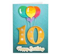Joli Coon - Carte d’anniversaire 10 SIGNATURE 3D - Carte 3D premium pour le 10e anniversaire avec enveloppe FinePaper et autocollant cachet