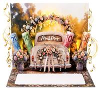 Joli Coon Carte mariage électronique avec musique et lumière - Carte de mariage pop up 3D avec enveloppe et autocollant scellé - 20 x 15 cm