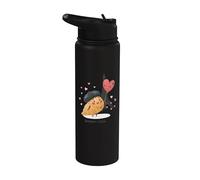 Joli croissant Bonjour Love Day Paris Voyage Souvenir pour enfants Stainless Steel Insulated Water Bottle