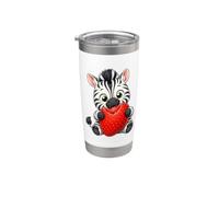 Joli motif de zèbre avec fraises de dessin animé d'été Gobelet isotherme en acier inoxydable double paroi