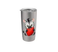 Joli motif de zèbre avec fraises de dessin animé d'été Gobelet isotherme en acier inoxydable double paroi