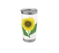 Joli tournesol dessiné à la main - Motif fleur jaune Gobelet isotherme en acier inoxydable double paroi