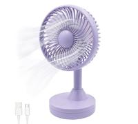 Joli ventilateur de bureau rechargeable oscillant à 90°, batterie jusqu'à 4,5 h, 4 vitesses et vent naturel, petit ventilateur de bureau silencieux de 25 dB pour bureau, maison, camping, tête